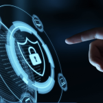 Finger pointing at digital lock